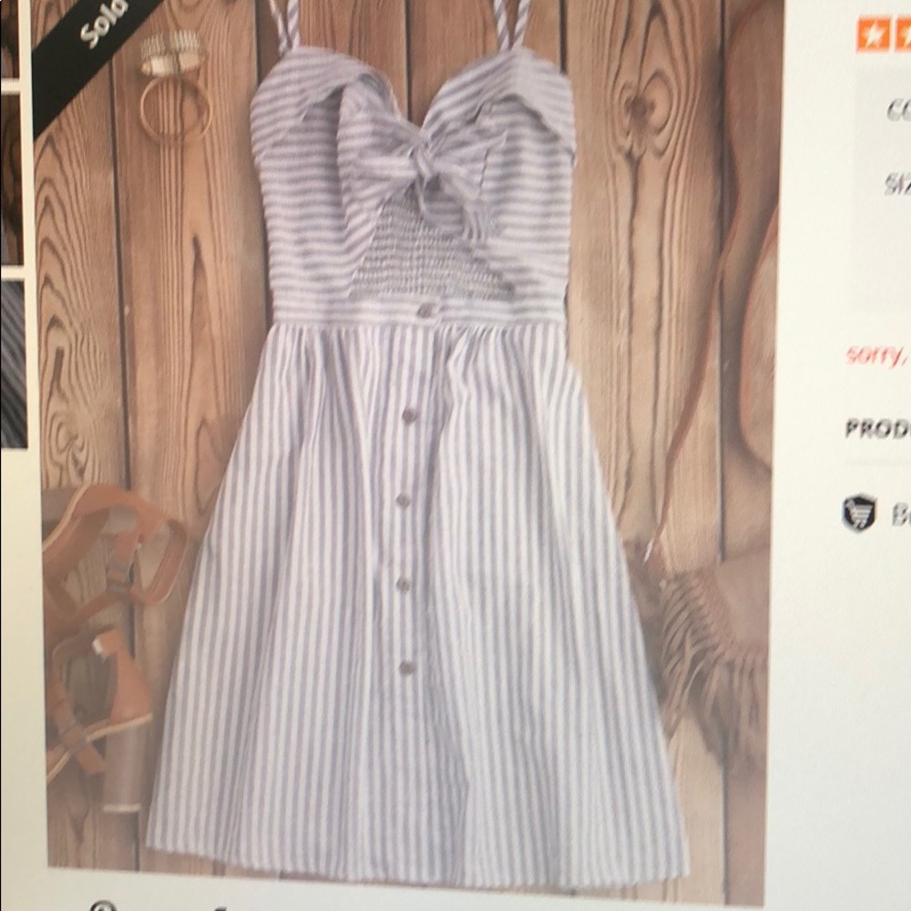 NEW Zaful Striped front knot cutout dress Medium - Picture 7 of 7